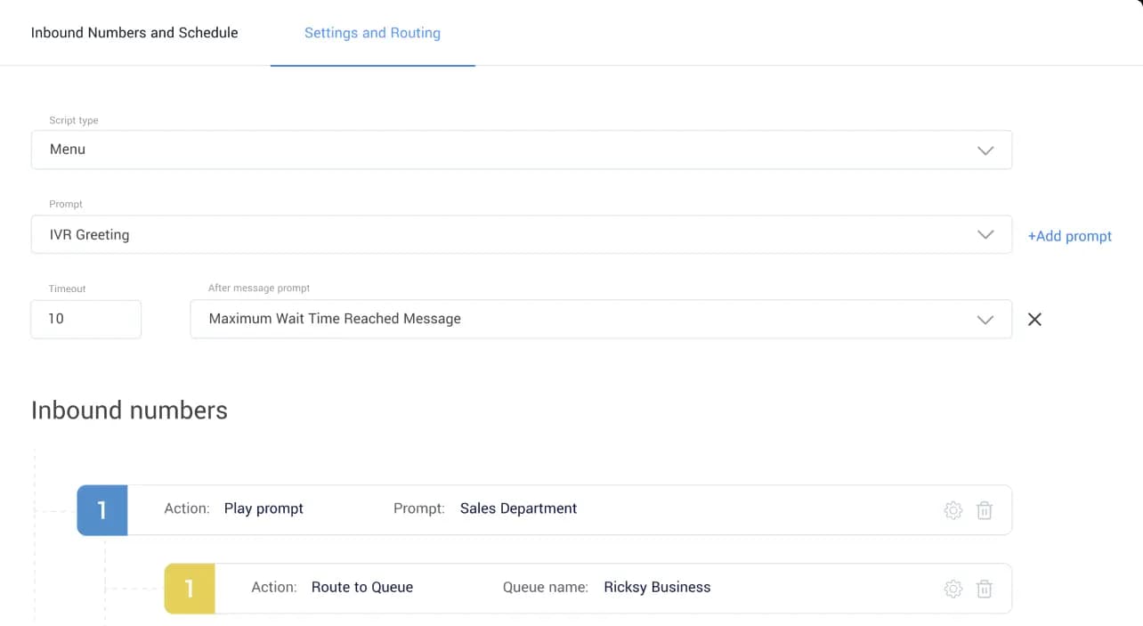 Settings and routing in Voiso Program